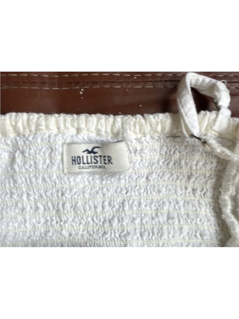 Hollister White Smocked Strapless Top